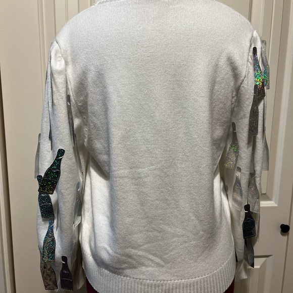 QUEEN OF SPARKLES White and Silver Crew Neck Sweater - Picture 3 of 8